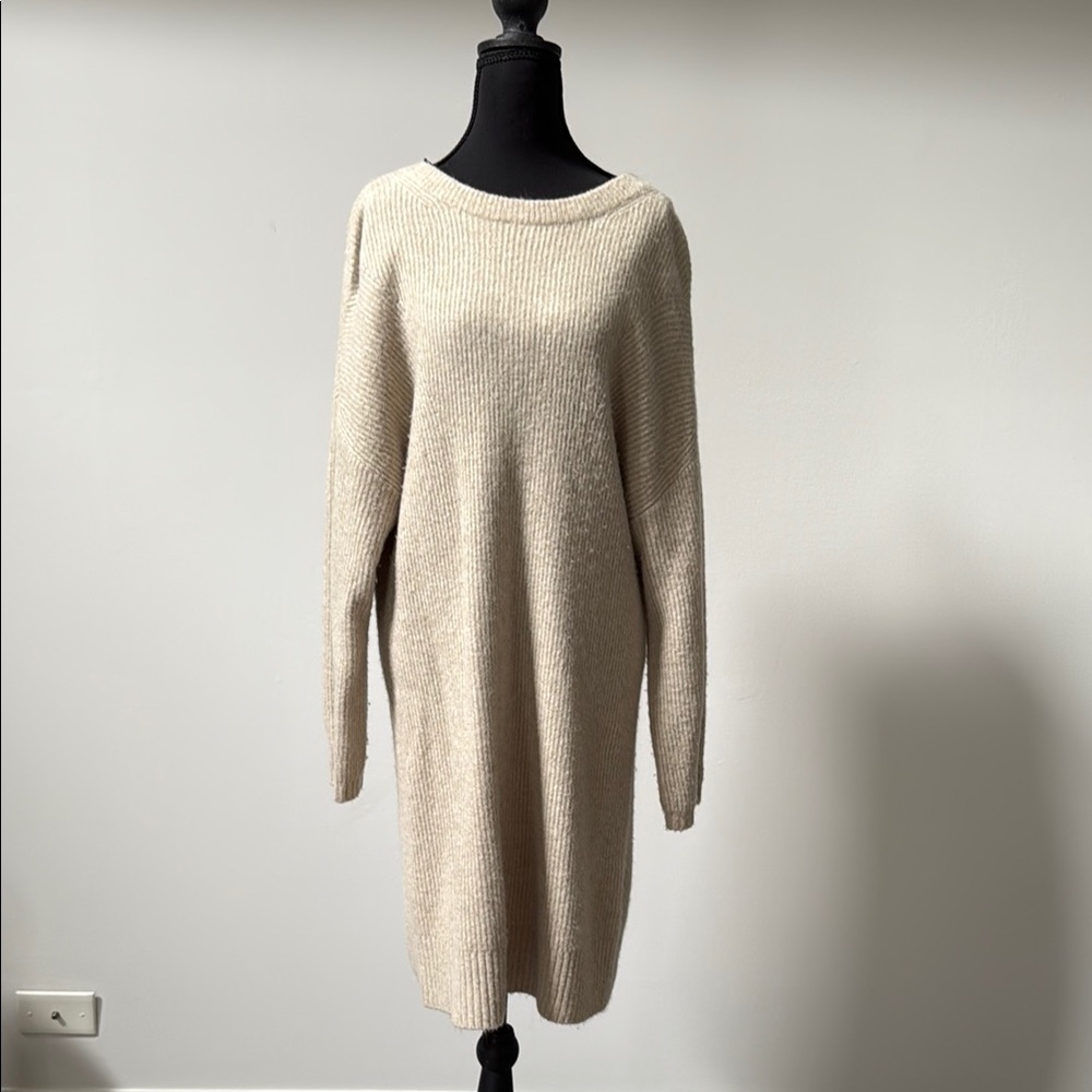 Massimo Dutti Beige Knit Sweater Dress